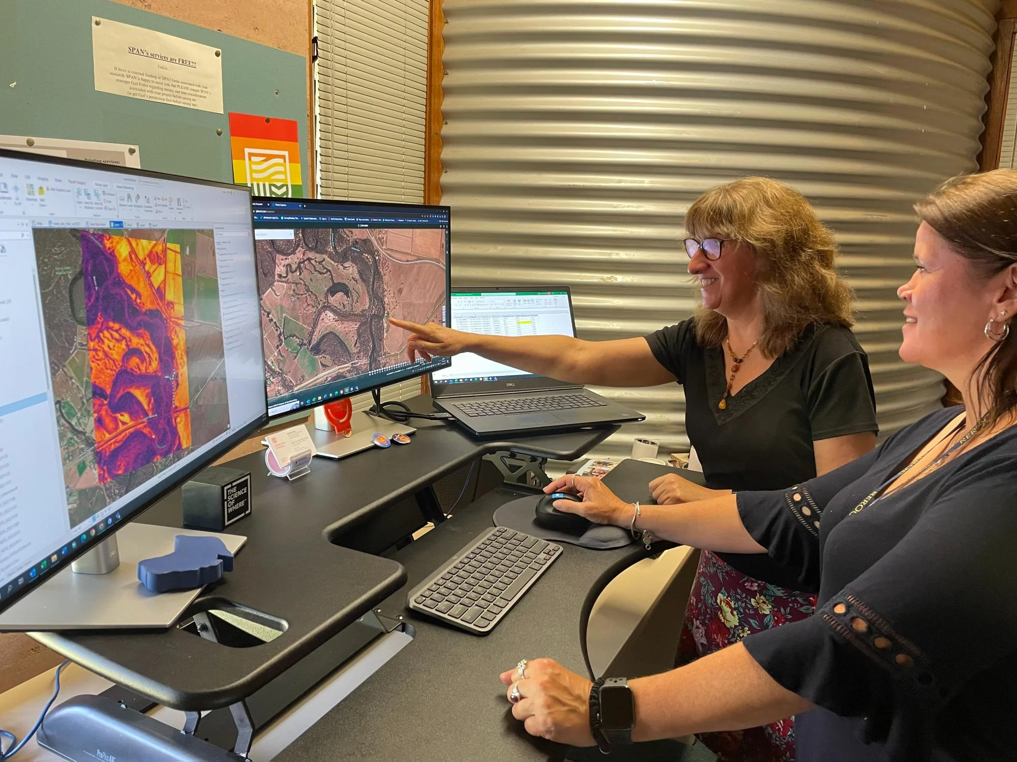 Program leader Professor Robyn Watts and Deanna Duffy (CSU SPAN) are using high resolution satellite imagery to measure changes in water quality. Photo credit, CSU.